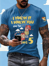 Men's Retro I Knew It Print Round Neck T-shirt