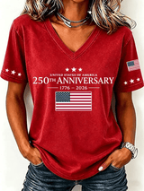 Women'S Casual Independence Day Print Top