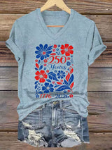 Women's 250th Anniversary Floral Print Short-Sleeve T-Shirt