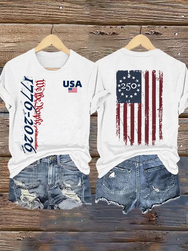 Women's  USA 250TH Print Crew Neck T-Shirt
