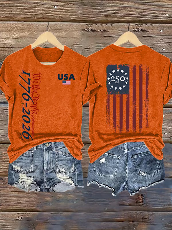 Women's  USA 250TH Print Crew Neck T-Shirt