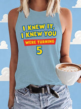 Retro I Knew It Print Tops Tank