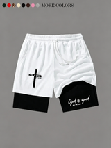 Unisex God Is Good Print Drawstring Waist Shorts