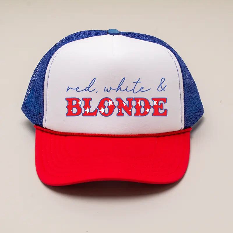 4th of July Trucker Hat - Red, White & Blonde