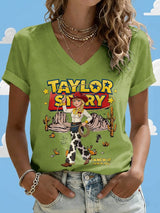 V-Neck Retro I Knew It Print T-Shirt