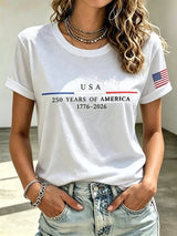 Women's casual retro American 250th  T-shirt
