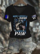 Women's Blue Line Patriotic K9 Police Officer Dog T-Shirt