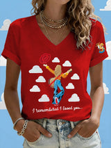 Women's Retro I Knew It Print Casual T-shirt