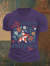Men's She loves JESUS and AMERICA Printed T-Shirt
