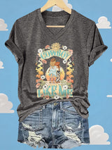 V-Neck Retro I Knew It Print T-Shirt