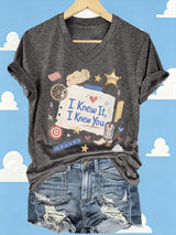 Women's Retro I Knew It Print Casual T-shirt