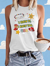 Retro I Knew It Print Tops Tank